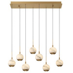 Baveno Linear Multi Light Chandelier - Painted Antique Brass / Alabaster