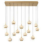Baveno Linear Multi Light Chandelier - Painted Antique Brass / Alabaster