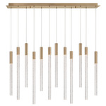 Gravina Linear Multi Light Chandelier - Brushed Brass / Clear