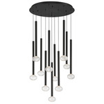 Soffio Round Multi Light Chandelier - Black / Clear