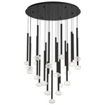 Soffio Round Multi Light Chandelier - Black / Clear