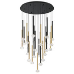Soffio Round Multi Light Chandelier - Black / Gold / Clear