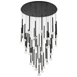 Soffio Round Multi Light Chandelier - Black / Clear