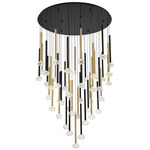 Soffio Round Multi Light Chandelier - Black / Gold / Clear