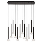 Soffio Linear Multi Light Chandelier - Black / Clear