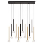 Soffio Linear Multi Light Chandelier - Black / Gold / Clear