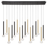Soffio Linear Multi Light Chandelier - Black / Gold / Clear
