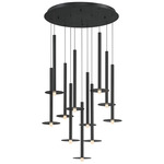 Piatto Round Multi Light Chandelier - Black / Frosted
