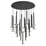 Piatto Round Multi Light Chandelier - Black / Frosted