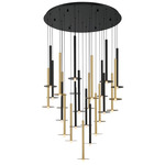 Piatto Round Multi Light Chandelier - Black / Gold / Frosted