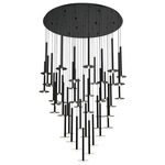 Piatto Round Multi Light Chandelier - Black / Frosted