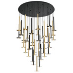 Piatto Round Multi Light Chandelier - Black / Gold / Frosted