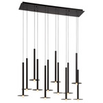 Piatto Linear Multi Light Chandelier - Black / Frosted