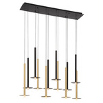 Piatto Linear Multi Light Chandelier - Black / Gold / Frosted