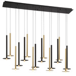 Piatto Linear Multi Light Chandelier - Black / Gold / Frosted