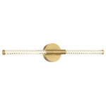 Volterra Double Vanity Wall Sconce - Plated Brushed Gold / Clear