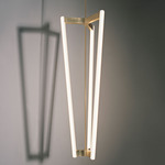 Tube Chandelier - Satin Brass / Opal