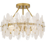 Abigail Semi Flush Ceiling Light - Brushed Gold / Cloud Glass
