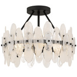 Abigail Semi Flush Ceiling Light - Matte Black / Cloud Glass