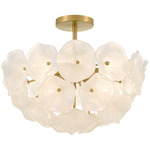 Audrey Semi Flush Ceiling Light - Brushed Gold / White