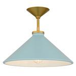 Bradbury Convertible Semi Flush / Pendant - Brushed Gold / Light Blue