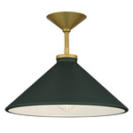 Bradbury Convertible Semi Flush / Pendant - Brushed Gold / Dark Green