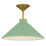 Bradbury Convertible Semi Flush / Pendant - Brushed Gold / Green
