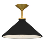 Bradbury Convertible Semi Flush / Pendant - Brushed Gold / Black