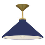 Bradbury Convertible Semi Flush / Pendant - Brushed Gold / Navy
