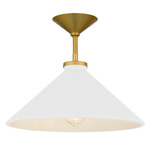 Bradbury Convertible Semi Flush / Pendant - Brushed Gold / White