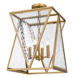 Clovis Convertible Semi Flush / Pendant - Brushed Weathered Brass / Clear Water