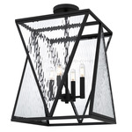 Clovis Convertible Semi Flush / Pendant - Matte Black / Clear Water