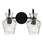 Hollis Bathroom Vanity Light - Matte Black / Clear Hammered