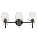 Hollis Bathroom Vanity Light - Matte Black / Clear Hammered