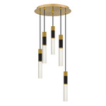 Davies Round Pendant - Brushed Gold / Matte Black / Clear Seedy