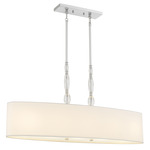 Stone Linear Pendant - Polished Chrome / White Linen
