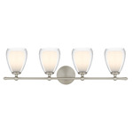 Vivienne Bathroom Vanity Light - Brushed Nickel / Clear / White