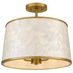 Windley Semi Flush Ceiling Light - Brushed Gold / Capiz