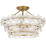 Wright Semi Flush Ceiling Light - Brushed Gold / Clear Textured Glass