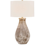 Dorothea Table Lamp - Brown / Brass / White