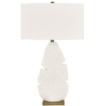 Palm Leaf Table Lamp - White / Brass / White