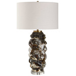 Cuoco Table Lamp - Brown / White / Antique Brass / White