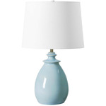 Lorene Table Lamp - Light-Blue / Brushed-Nickel / White