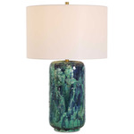 Out Of The Blue Table Lamp - Blue / Green / Antique Brass / White
