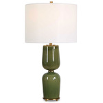 Meyer Table Lamp - Moss / Antique-Brass / White