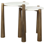 Claridge Nesting Table Set Of 2 - Antique Gold / White Marble