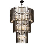 Park Row Chandelier - Matte Black / French Gold / Clear