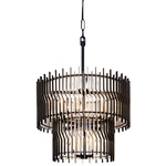 Park Row Chandelier - Matte Black / French Gold / Clear