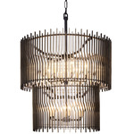 Park Row Chandelier - Matte Black / French Gold / Clear