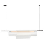 Trace Double Linear Chandelier - Nightshade Black / Etched Glass